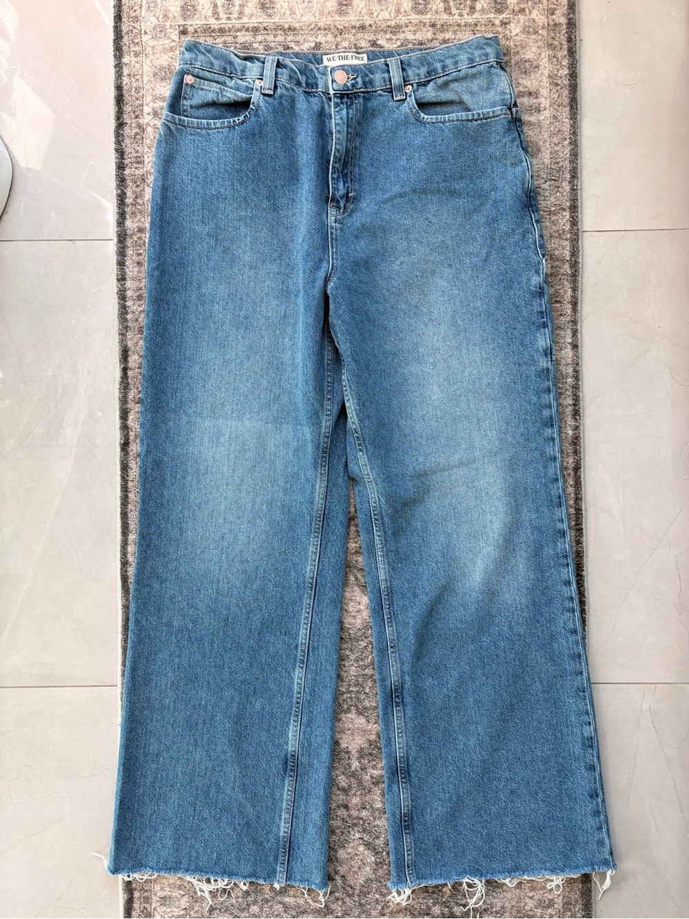 Free People Medium Blue Wide-Leg Denim Jeans